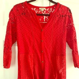 Red lace Lucky Brand top